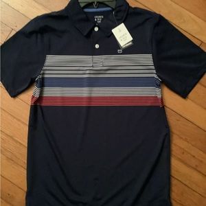 NWT Boys navy striped polo Crown and Ivy boys L